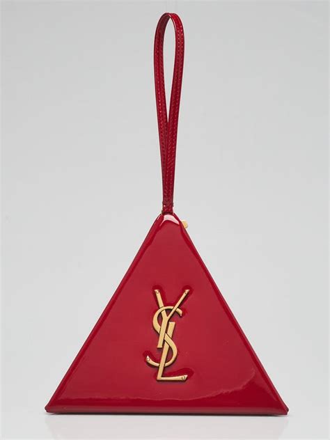 Yves Saint Laurent Red Patent Leather Pyramid Clutch